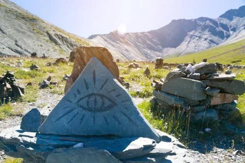 Triangular magic magical stone. Stock Photos