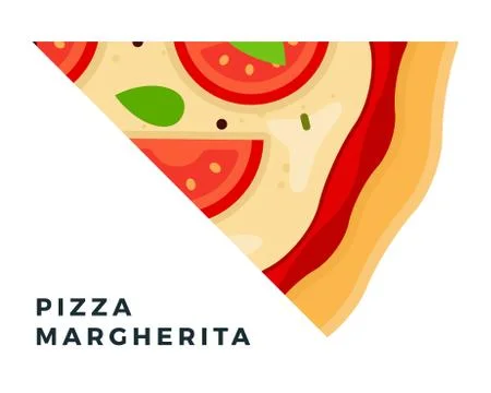 Triangular Margherita Pizza piece flat icon vector isolated Illustrazione stock