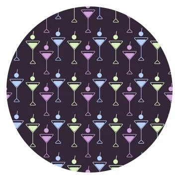 Triangular Martini glasses and cherry berry Circular background Trendy neon Illustrazione stock