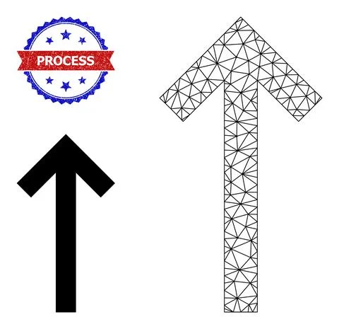 Triangular Mesh Up Direction Arrow Icon and Textured Bicolor Process Watermark Illustrazione stock