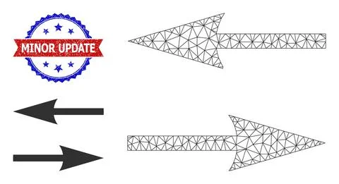 Triangular Mesh Flip Arrows Icon and Scratched Bicolor Minor Update Seal Illustrazione stock
