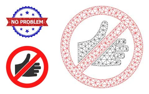 Triangular Mesh Forbidden Thumb Up Icon and Grunge Bicolor No Problem Watermark Ilustração Stock