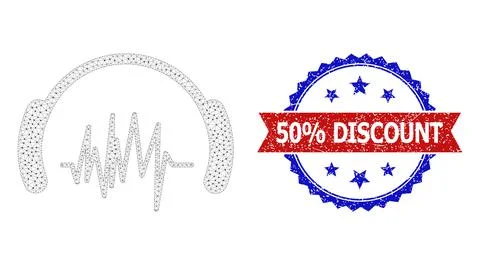 Triangular Mesh Listen Sound Icon and Textured Bicolor 50 percent Discount 스톡 일러스트