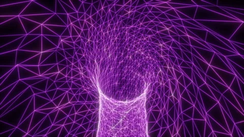 Triangular Mesh Network Of Glowing Purple Energy A Digital Vortex Stock Footage 337930012