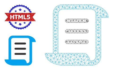 Triangular Mesh Page Scroll Icon and Grunge Bicolor Html5 Stamp 스톡 일러스트