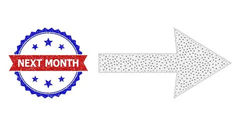 Triangular Mesh Right Arrow Icon and Grunge Bicolor Next Month Stamp 스톡 일러스트