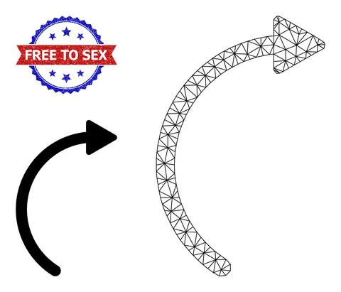 Triangular Mesh Rotate Right Icon and Distress Bicolor Free to Sex Stamp Seal Stock Illustration
