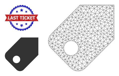 Triangular Mesh Tag Icon and Unclean Bicolor Last Ticket Stamp Illustrazione stock