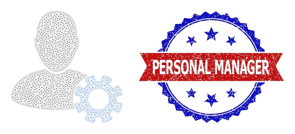Triangular Mesh User Settings Icon and Textured Bicolor Personal Manager Stamp Illustrazione stock