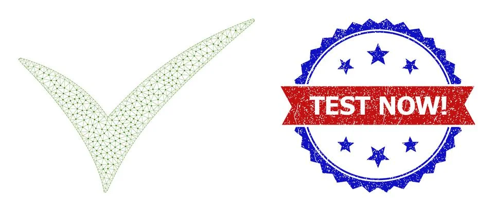 Triangular Mesh Valid Icon and Distress Bicolor Test Now! Watermark Stock Illustration