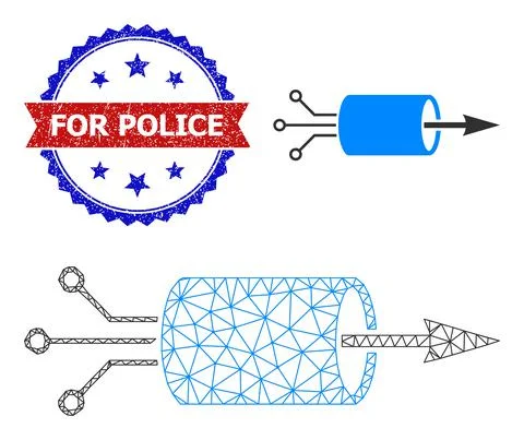 Triangular Mesh VPN Integration Icon and Grunge Bicolor For Police Watermark 스톡 일러스트