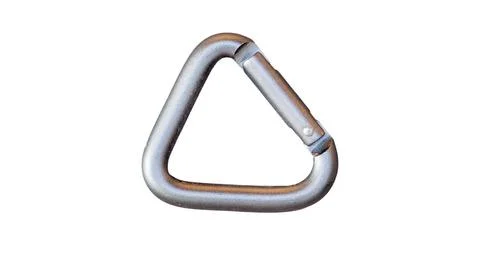 Triangular metallic carabiner clip Stock Photos
