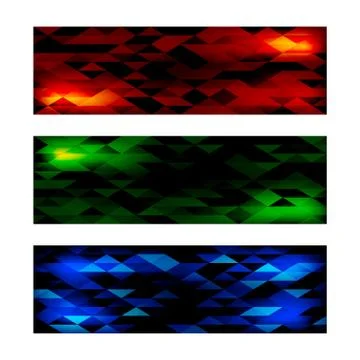 Triangular Mosaic Banners Set Stock Illustration