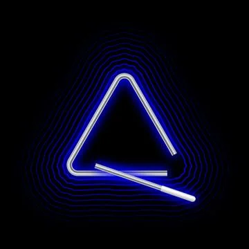 Triangular musical instrument glows in the dark with neon light and vibrati.. Stock Illustration