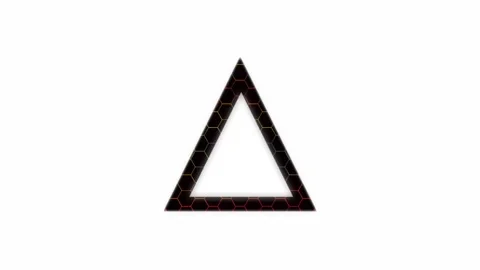 Triangular neon frame with flashing light dots, white abstract backgrounds Stock Footage 132675833