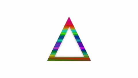 Triangular neon frame with flashing light dots, white abstract backgrounds Stock Footage 132675868