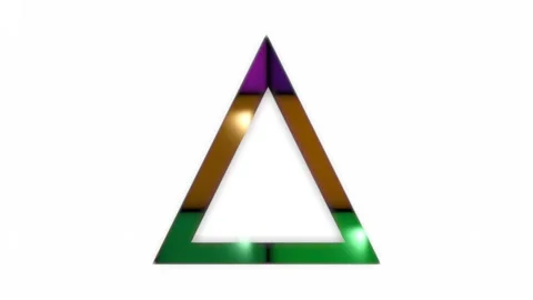 Triangular neon frame with flashing light dots, white abstract backgrounds Stock Footage 132675880