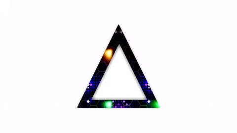 Triangular neon frame with flashing light dots, white abstract backgrounds Stock Footage 132675909