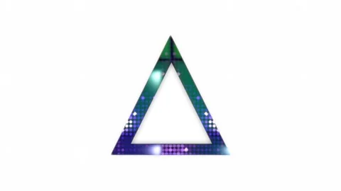 Triangular neon frame with flashing light dots, white abstract backgrounds Stock Footage 132675921