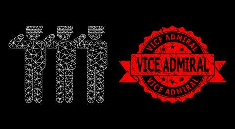 Triangular Net Mesh Soldiers Image with Grunge Vice Admiral Seal Ilustração Stock