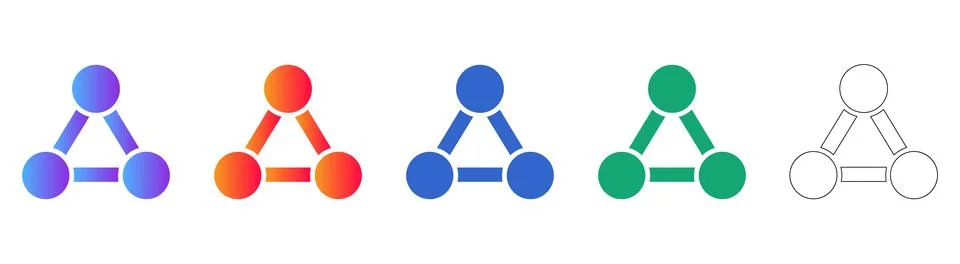 Triangular Network Node Icons Ilustração Stock
