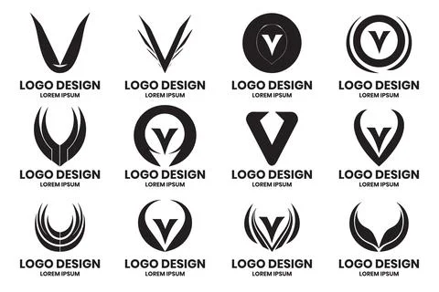Triangular or V shaped logo in modern style for decoration Stock Illustration