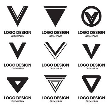 Triangular or V shaped logo in modern style for decoration Stock Illustration