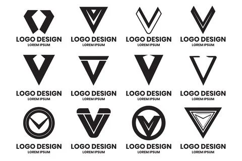 Triangular or V shaped logo in modern style for decoration Stock Illustration