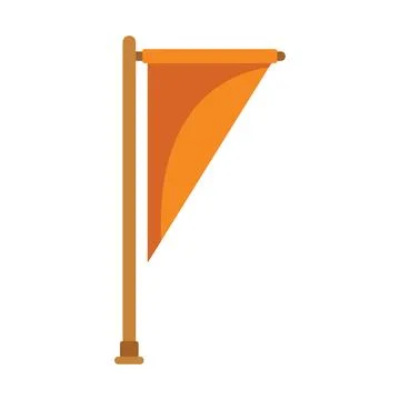 Triangular orange flag waving on wooden pole Illustrazione stock