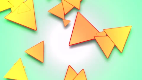 Triangular oranges arranged in circular pattern on green background Stock Footage 258733395