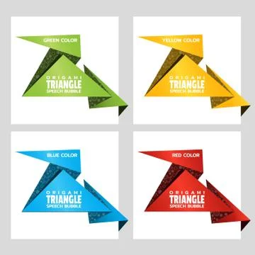 Triangular origami angle speech bubble. Template with space for text Stock Illustration