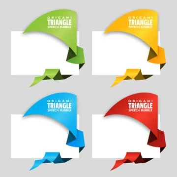 Triangular origami angle speech bubble. Template for catalog with space for t イラスト素材