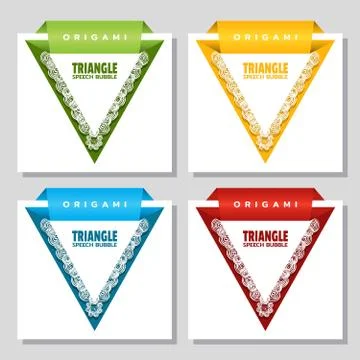 Triangular origami with lace edge speech bubble. Template with space for text Stock-Illustration