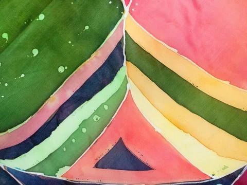 Triangular ornament in the technique of hot batik 写真素材