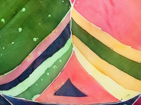 Triangular ornament in the technique of hot batik abstract triangular orna... Stockfoto's