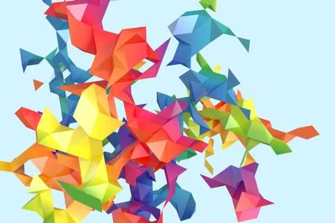 Triangular paper with creative shapes, 3d rendering Ilustración de archivo