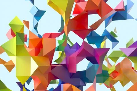 Triangular paper with creative shapes, 3d rendering Stock Illustration