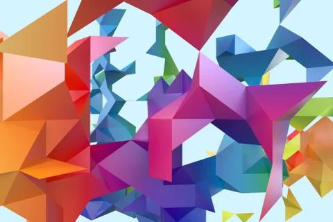 Triangular paper with creative shapes, 3d rendering Stockillustratie