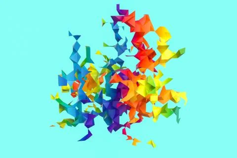 Triangular paper with creative shapes, 3d rendering Illustrazione stock