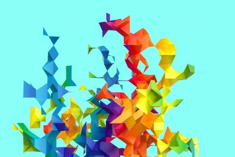 Triangular paper with creative shapes, 3d rendering Ilustração Stock