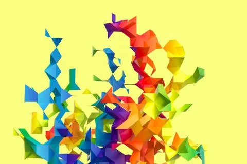 Triangular paper with creative shapes, 3d rendering Ilustración de archivo