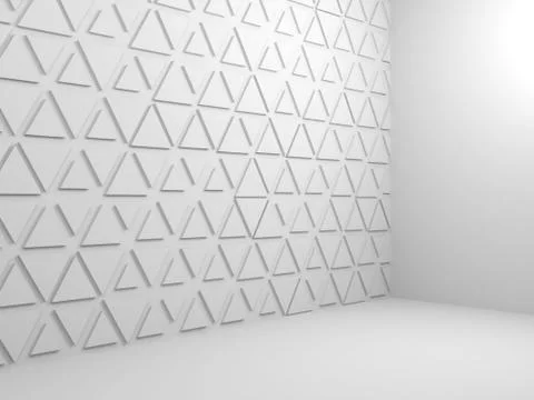 Triangular pattern on wall, 3d render イラスト素材
