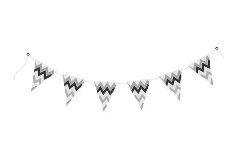 Triangular Pennant garland on rope in grayscale Monochrome Minimalist decorative Stock Illustration