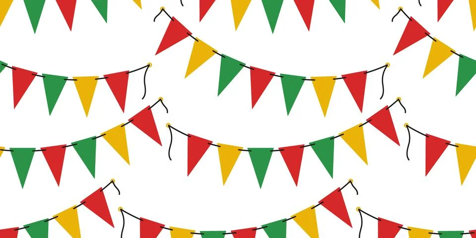 Triangular Pennant Garland Seamless Pattern Mexican or Pan African Holidays Stock Illustration