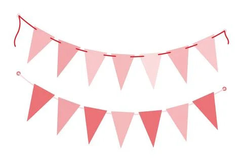 Triangular Pennant garland on string Decorative party design elements Trendy Stock Illustration