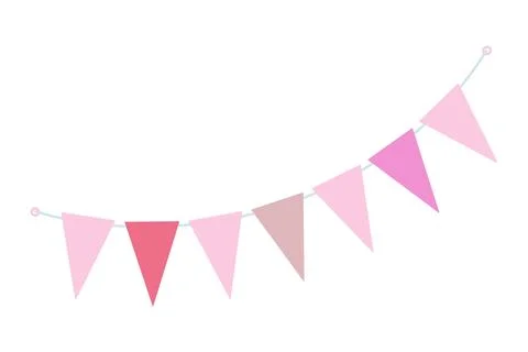 Triangular Pennant garland on string in trendy pale shades. Party Decorative Illustrazione stock