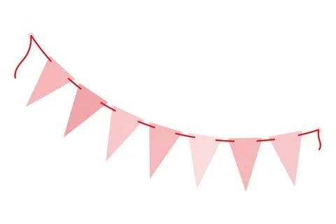 Triangular Pennant garland on string in trendy monochrome pink Womans Day イラスト素材