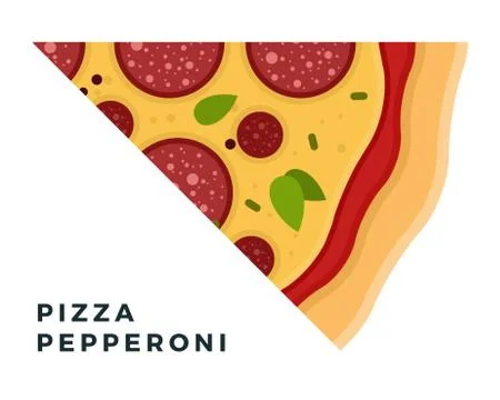 Triangular Pepperoni Pizza piece flat icon vector isolated Stock Illustration