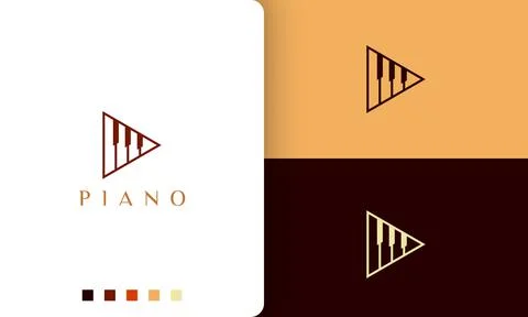 Triangular piano logo or icon with a simple and modern style suitable for onl Stock Illustration