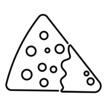 Triangular piece of cheese being eaten line icon, dairy product Stock Illustration